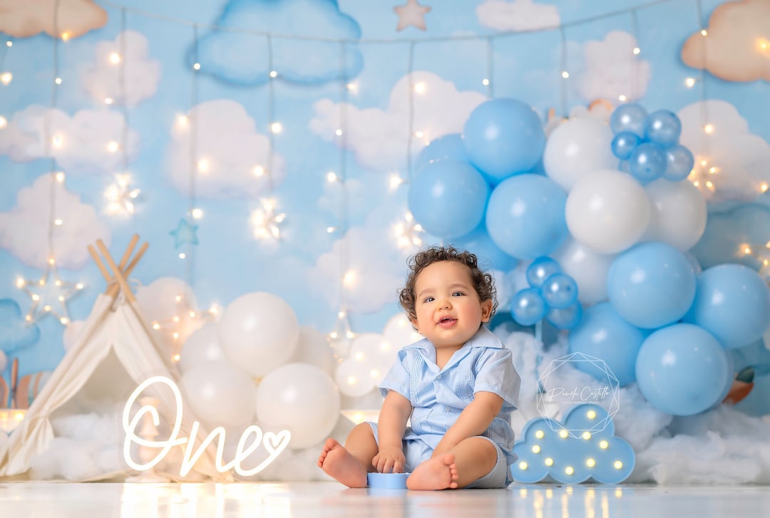 Twinkle Little Star Backdrop - Boys 1st Birthday Photo Backdrop ...
