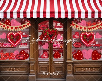 Valentines Day Store Photo Backdrop, Valentine Backdrop for Photography, Backdrop for Pictures, Portrait Background, Valentines Props VD250