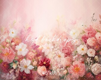 Valentines Day Floral Photo Backdrop, Spring Backdrop for Photography, Backdrop for Pictures, Portrait Background, Photo Props ART265
