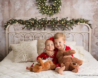 Christmas Headboard Photography Backdrop, Christmas Bed Backdrop, Bed Frame Backdrop, Christmas Photo Backdrop, Backdrop Photo Background