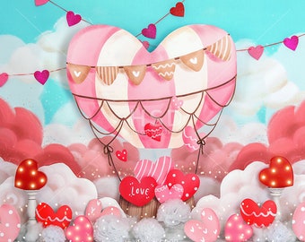 Valentines Day Photo Backdrop, Valentine's Balloon Backdrop, Valentines Backdrops Photography, Valentine Picture Backdrop, Props VD230