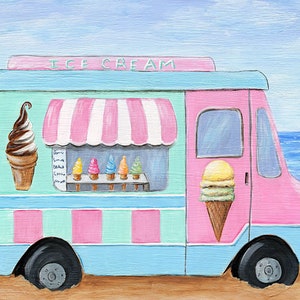 Ice Cream Truck Backdrop, Ice Cream Party Backdrop, Ice Cream Themed Photography Backdrop for Summer Mini Session Portraits SMR320 image 4