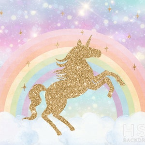 Unicorn Backdrop Cake Table, Unicorn Party Background, Unicorn Party Photo Backdrop, Unicorn Birthday Banner, Unicorn Birthday Party WHM193 5'W.x 4'H