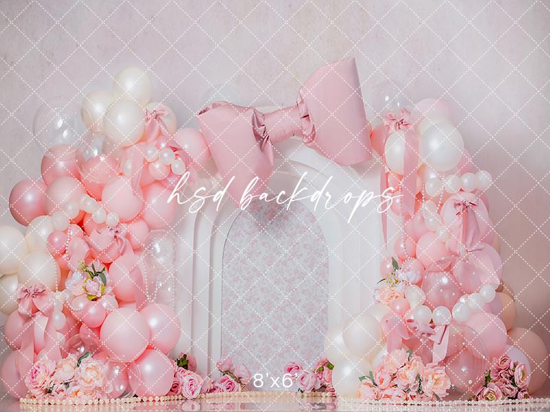 Beground Rpp Pink Bow Arch Cake Smash Backdrop Girl - 1st Birthday Cake Smash Photo ...