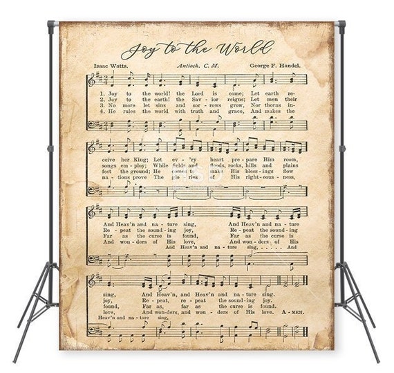Christmas Backdrop for Photography, Photo Booth Backdrop, Outdoor Backdrop, Window Banner, Music Joy to The World Church Backdrop CHS445