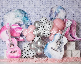 Bling Cowgirl Cake Smash Backdrop Girl - 1st Birthday Cake Smash Photo Background - Pink Rodeo Photo Backdrop - Photo Props WHM616 KWP