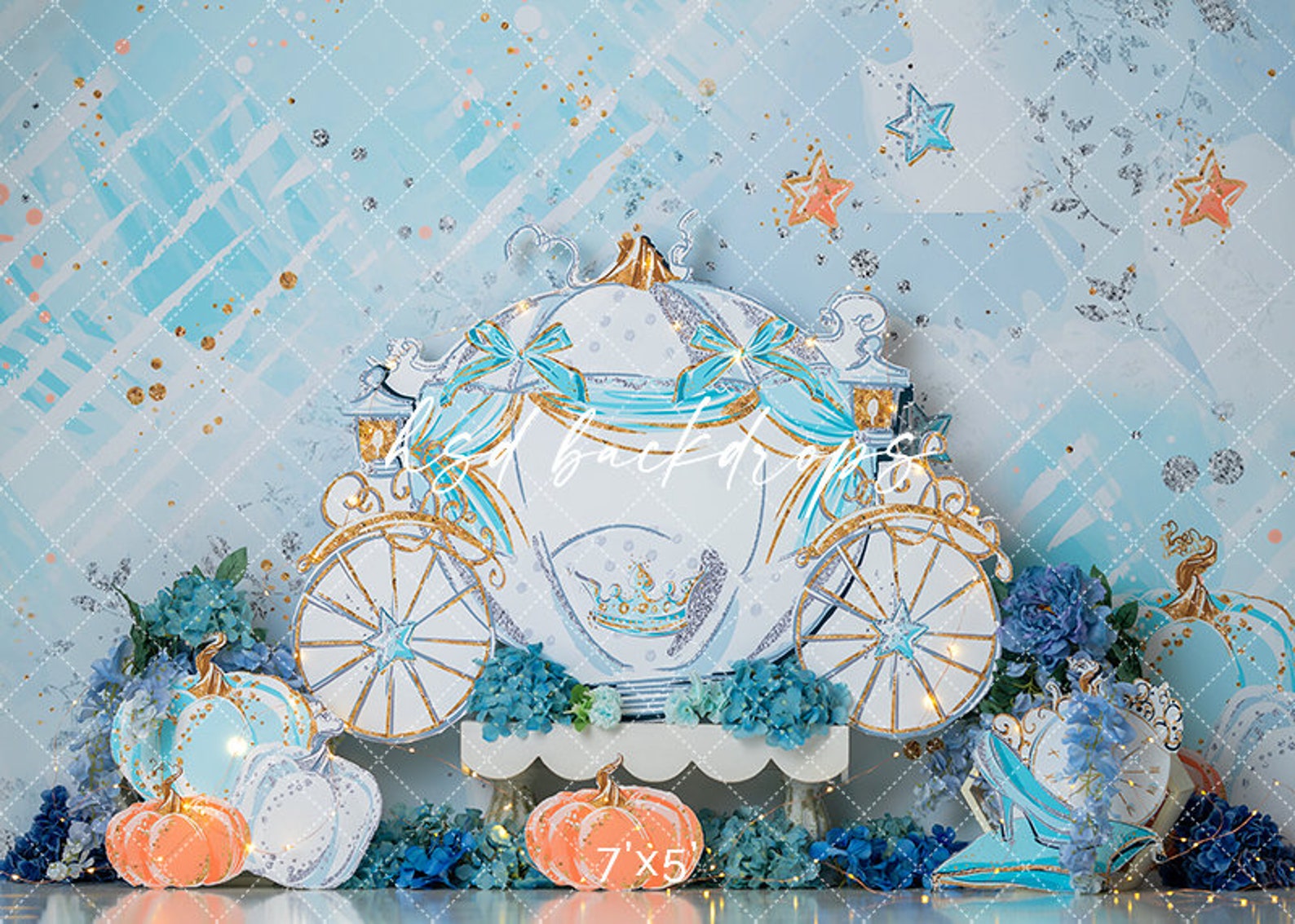 Cinderella Carriage Backdrop - Princess Birthday Backdrop - Cake Smash ...