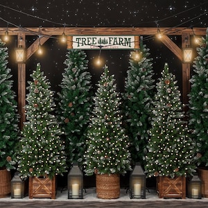 Christmas Backdrop, Christmas Photo Backdrop, Christmas Photography Backdrops, Christmas Tree Farm Backdrop, Xmas Backdrop Pictures CHS359