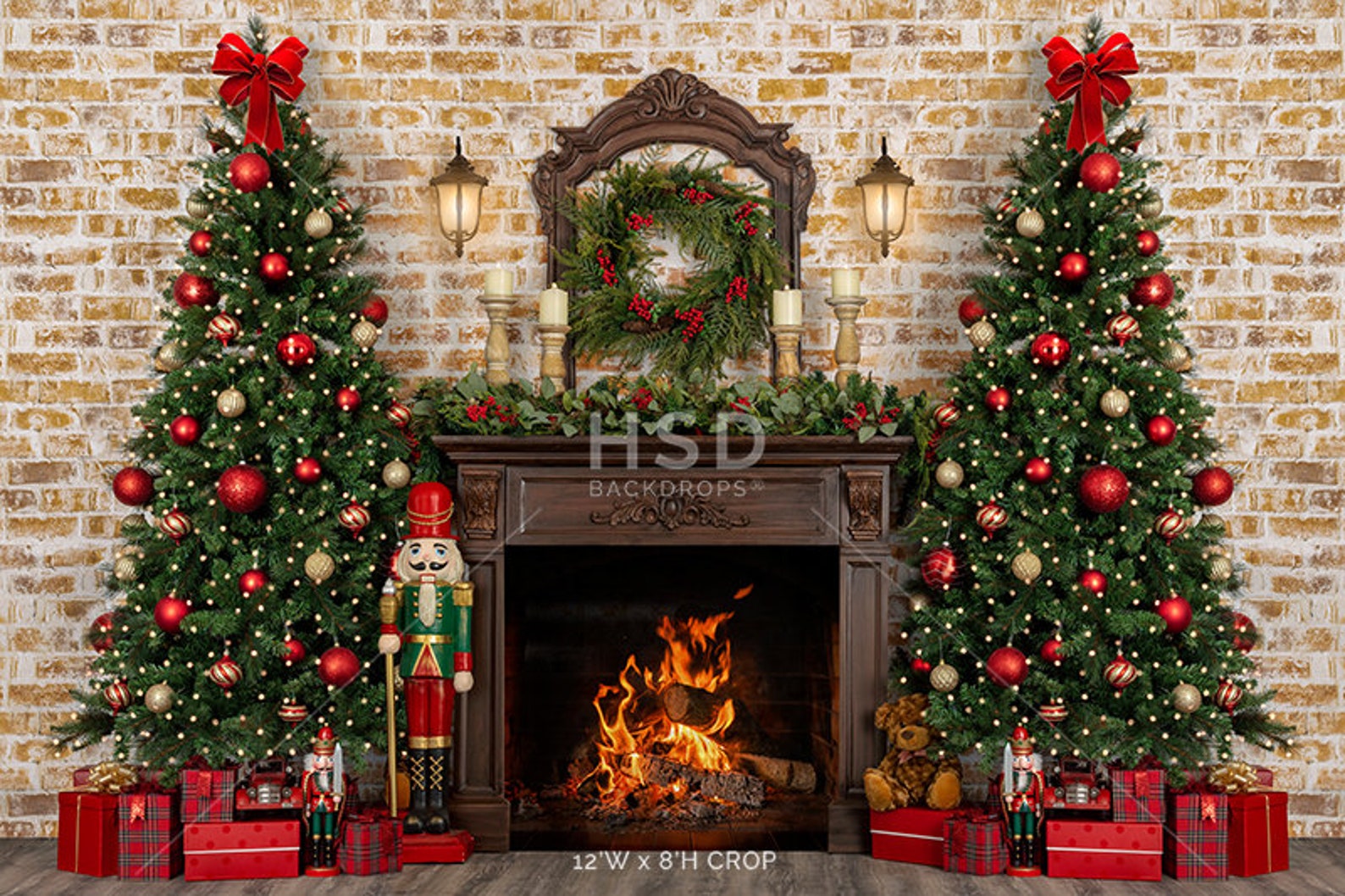 Christmas Fireplace Backdrop Holiday Backdrop Winter - Etsy