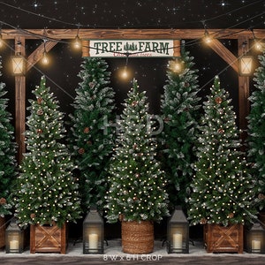 Christmas Backdrop, Christmas Photo Backdrop, Christmas Photography Backdrops, Christmas Tree Farm Backdrop, Xmas Backdrop Pictures CHS359 image 3