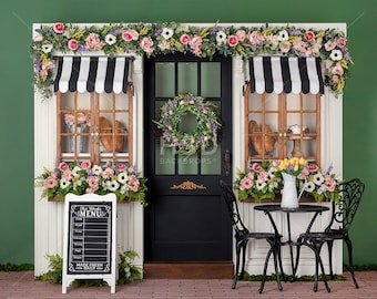 Cafe Spring Backdrop, Spring Photo Backdrop, Spring Backdrops for Photography, Spring Backdrop for Pictures, Spring Background SPG317