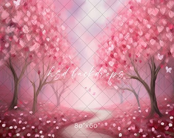 Valentines Day Trees Photo Backdrop, Valentine's Backdrop for Photography, Backdrop for Pictures, Portrait Background, Photo Props VD262