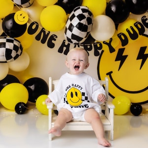 One Happy Dude Backdrop - Printed Photography Backdrop - Birthday Backdrop - Boys Cake Smash Backdrop - Set Up Portrait Backdrop WHM239 CKP