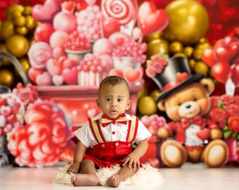 Valentine Balloon Backdrop for Photography, Valentines Day Photo Backdrop, Valentine Picture Backdrop, Cake Smash Valentines Props VD274 ERP