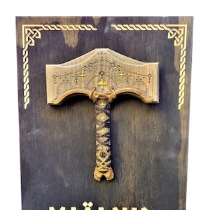Mjolnir Thor Hammer God Of War Ragnarok 3D Carve Wood Sign Wall Art  Man Cave GOW