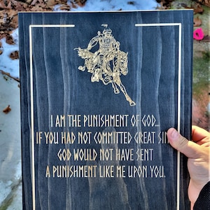 Genghis Khan Punishment of God Wood Sign Wall Art Man Cave Mongol