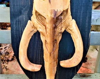 Star Wars The Mandalorian 3D Carve Wood Sign Wall Art Man Cave Mythosaur Skull