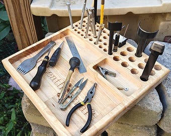 Gereedschaphouder voor leerbewerker Massief hout Personaliseer met bijenwas
