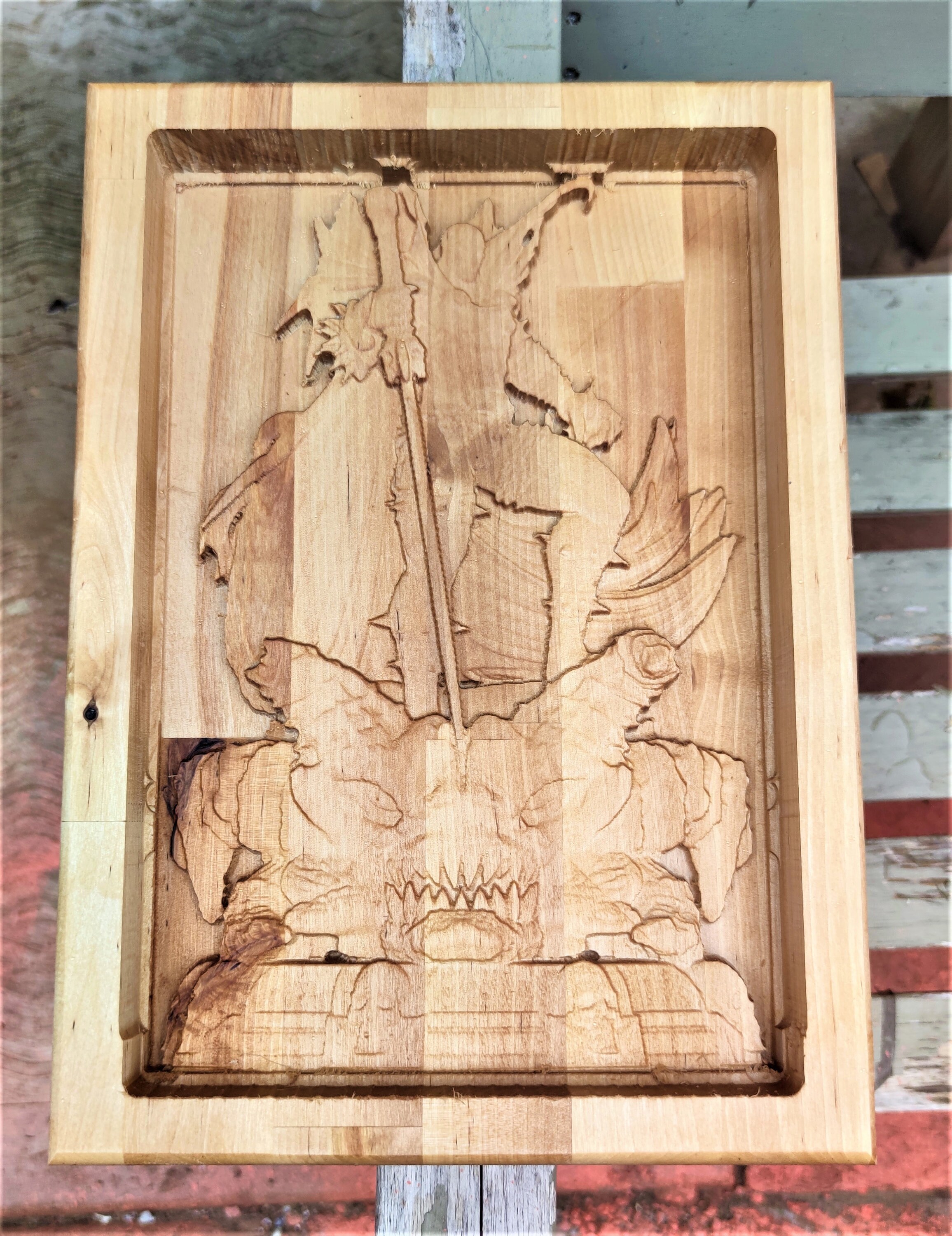 Valet Catchall Dump Tray 3D wood carving Spawn Baltic Birch wood 14x10