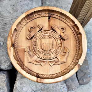 U.S. Coast Guard Valet Catchall Dump Tray 3D wood carving Baltic Birch wood 12 inch