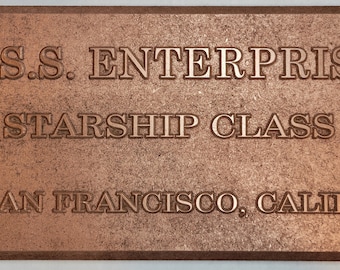 Star Trek Original USS Enterprise Placa de dedicación réplica MDF 16x12 NCC-1701