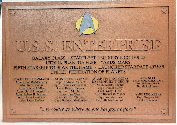 Star Trek USS Enterprise D Dedication Plaque Replica MDF 16x12 NCC