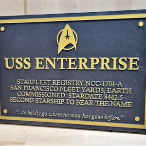 Star Trek USS Enterprise Dedication plaque replica MDF 16x12