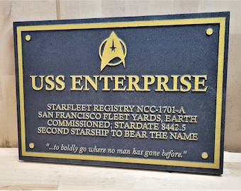 Star Trek USS Enterprise Dedication plaque replica MDF 16x12