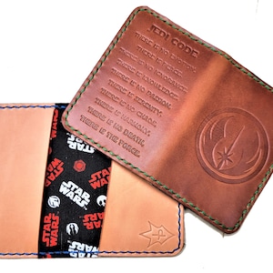 Star Wars Jedi Code Wallet Front Pocket Minimalist Customizable Personalize Green Blue
