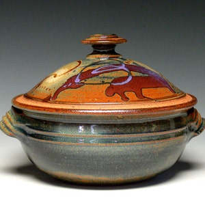 Wheel Thrown Baking Dish 2 qt., Covered Serving Bowl, Pottery Casserole Dish