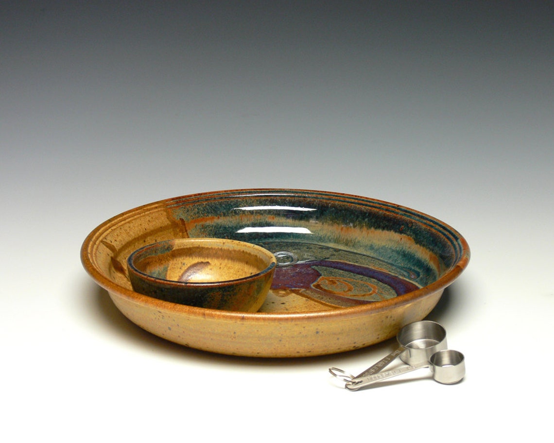 Hand Thrown Chip and Dip Set Pottery Chip Dip Stoneware Etsy