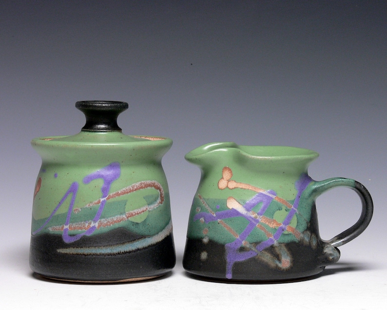 Pottery Sugar and Creamer Set Etsy