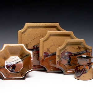 Pottery Dinnerware Set for 4, 5-Piece Place Settings, READY TO SHIP