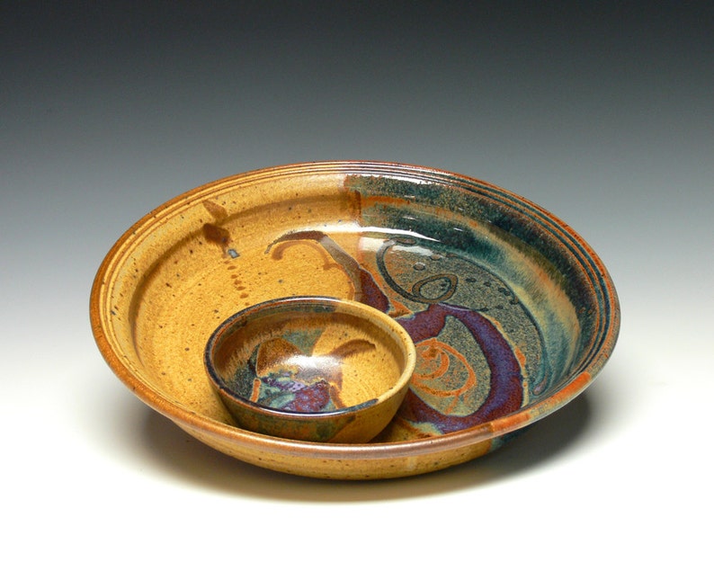 Hand Thrown Chip and Dip Set Pottery Chip Dip Stoneware Etsy