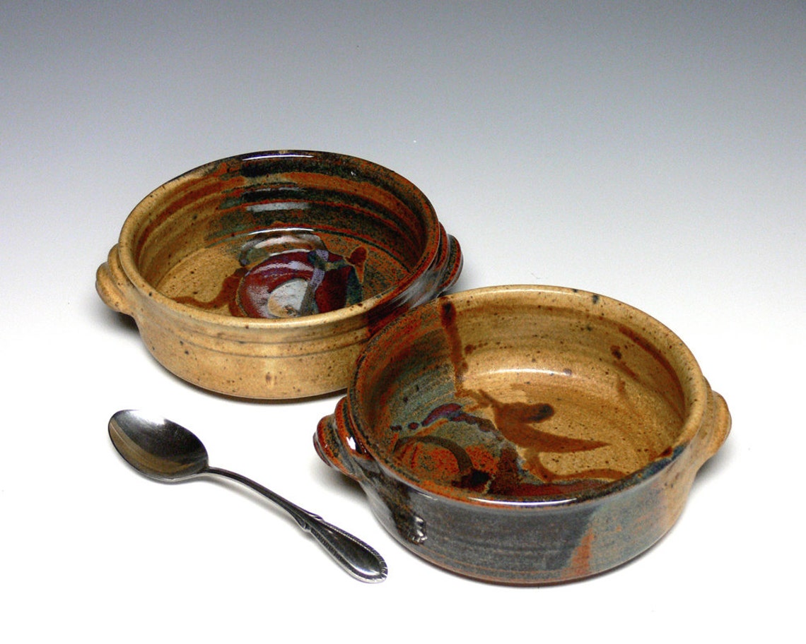 Set of 2 Pottery Bowls Stoneware Soup Bowls Hand Thrown Dip - Etsy