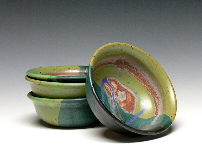 Pottery Prep Bowls Set of 4 , Yogurt Bowls, Hand Thrown Ice Cream Bowls