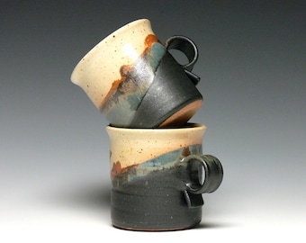 Pottery Mugs - Set of 2, Stoneware Mugs, Coffee Mugs, Ceramic Mugs, Hand Thrown Mugs