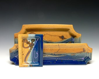 Pottery Serving Trays - Set of 3, Tray Set, Stoneware Trays