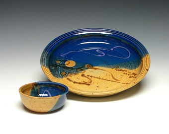 Pottery Chip Dip, Hand Thrown Chip and Dip Set, Serving Set