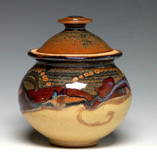Small Lidded Jar, Pottery Sugar Bowl, Stoneware Storage Jar, Kitchen Canister