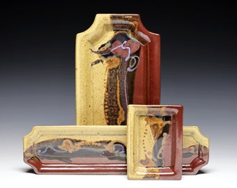 Tray Set, Pottery Serving Trays - Set of 3, Stoneware Trays, Canape Tray, Appetizer Tray