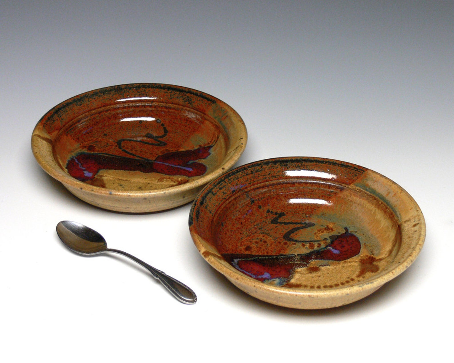 Set of 2 Pottery Salad Bowls Stoneware Pasta Bowls Hand Etsy