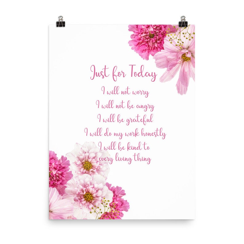 Just for Today Printed Poster Reiki Prayer Reiki Art | Etsy