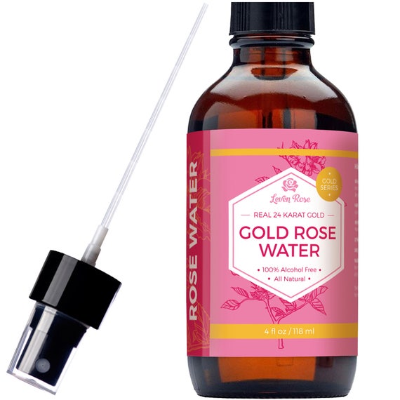 24K Gold Rose Water Facial Toner by Leven Rose – 100% Pure