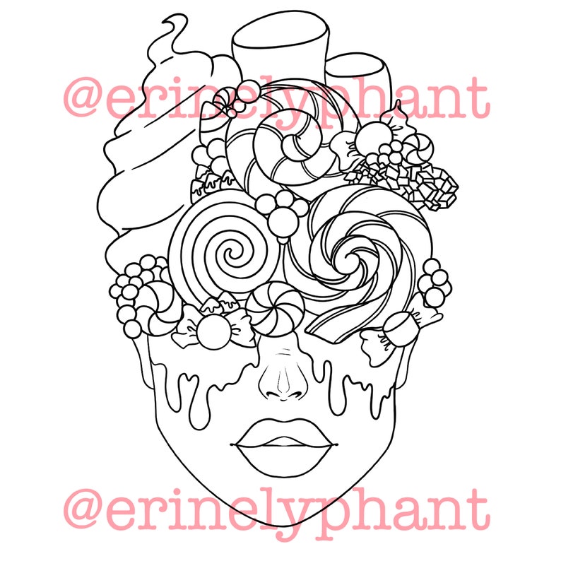 Candy Girl Coloring Page Digital Download | Etsy
