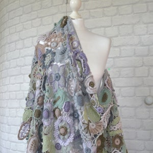 Xales Gray Wraps Crochê irlandês Tamanho: 67" х 16" / 80" х 20"