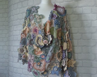 Lace stole Irish Crocheted Wraps for evening Size: 72&#39;&#39; х 22&#39;&#39;  (183 cm x 56 cm)