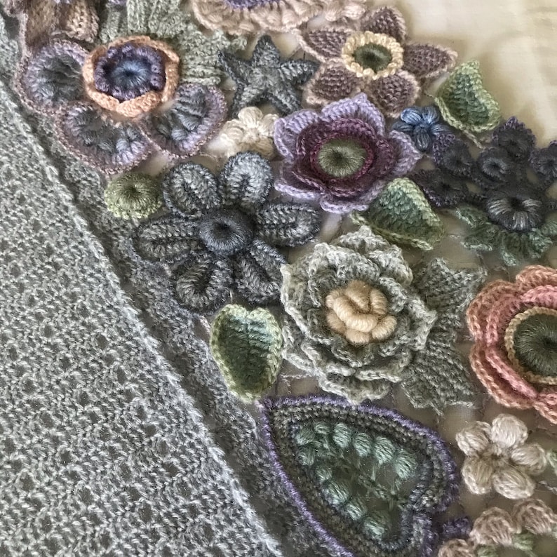Gift for stylish mother gray scarf Irish crochet of Soft yarn image 2