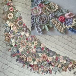 Multicolor Wraps shawls Irish crochet  Size: 67" х 16" / 80" х 20"