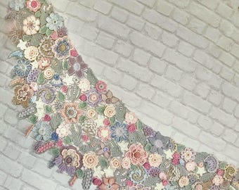 Multicolor Wraps shawls Irish crochet  Size: 67&quot; х 16&quot; / 80&quot; х 20&quot;